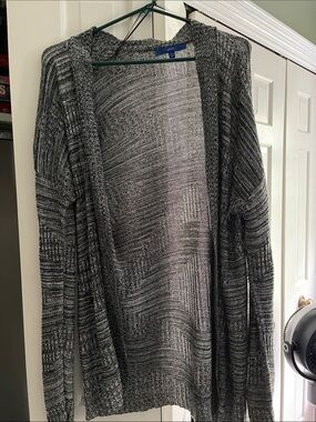 Apt. 9 Women's Black and Gray Marled Open-Front Cardigan